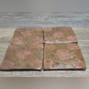 100% Handmade/no Mold. Gorgeous Floral Ceramic Coasters Set